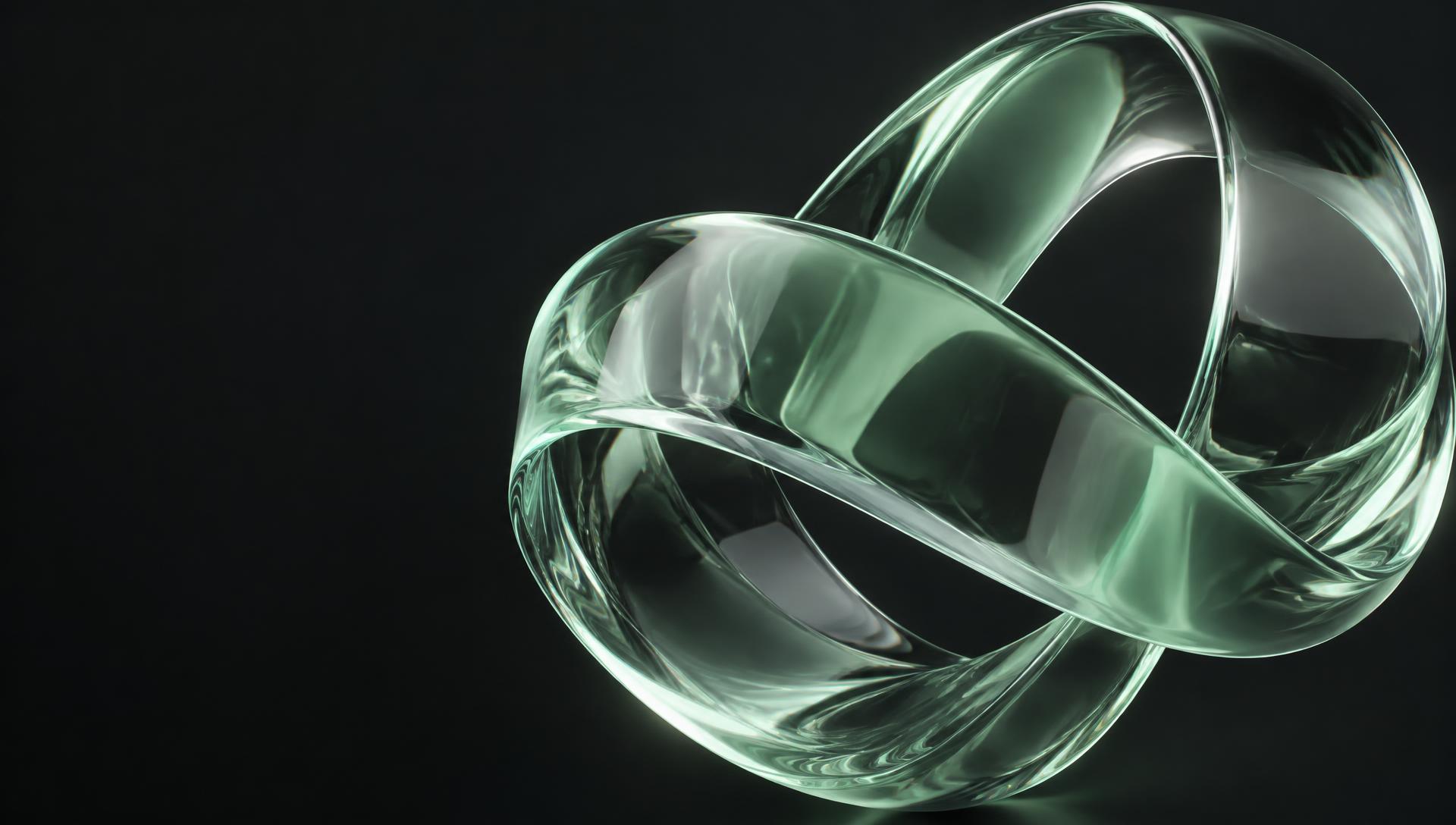 Sculptural flowing mint-green glass ribbon